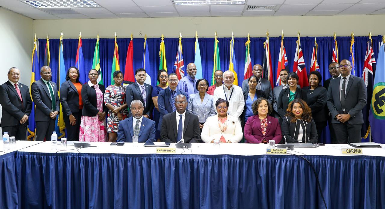 Dr. Shawn Charles (center) and Caricom Chief Medical Officers and Tecnicians
